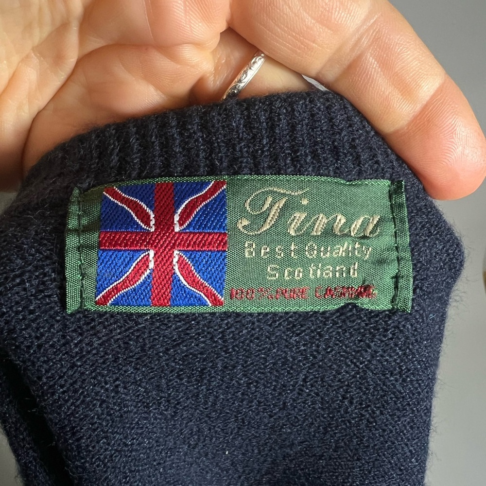 VINTAGE Scottish Cashmere Navy Crewneck Sweater Size XL - Picture 5 of 6